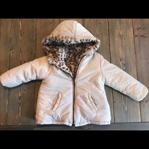 Zara Girls reversible faux fur coat jacket 18-24m